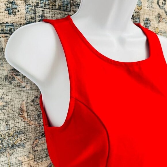 Lulus Women's Sleeveless Scoopneck Top Size L Red Ribbed Knit Tie Back Crop Tank - Picture 3 of 8